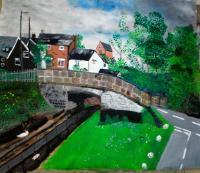 Landscape - Town Of The Bridge - Acrylic On Canvas